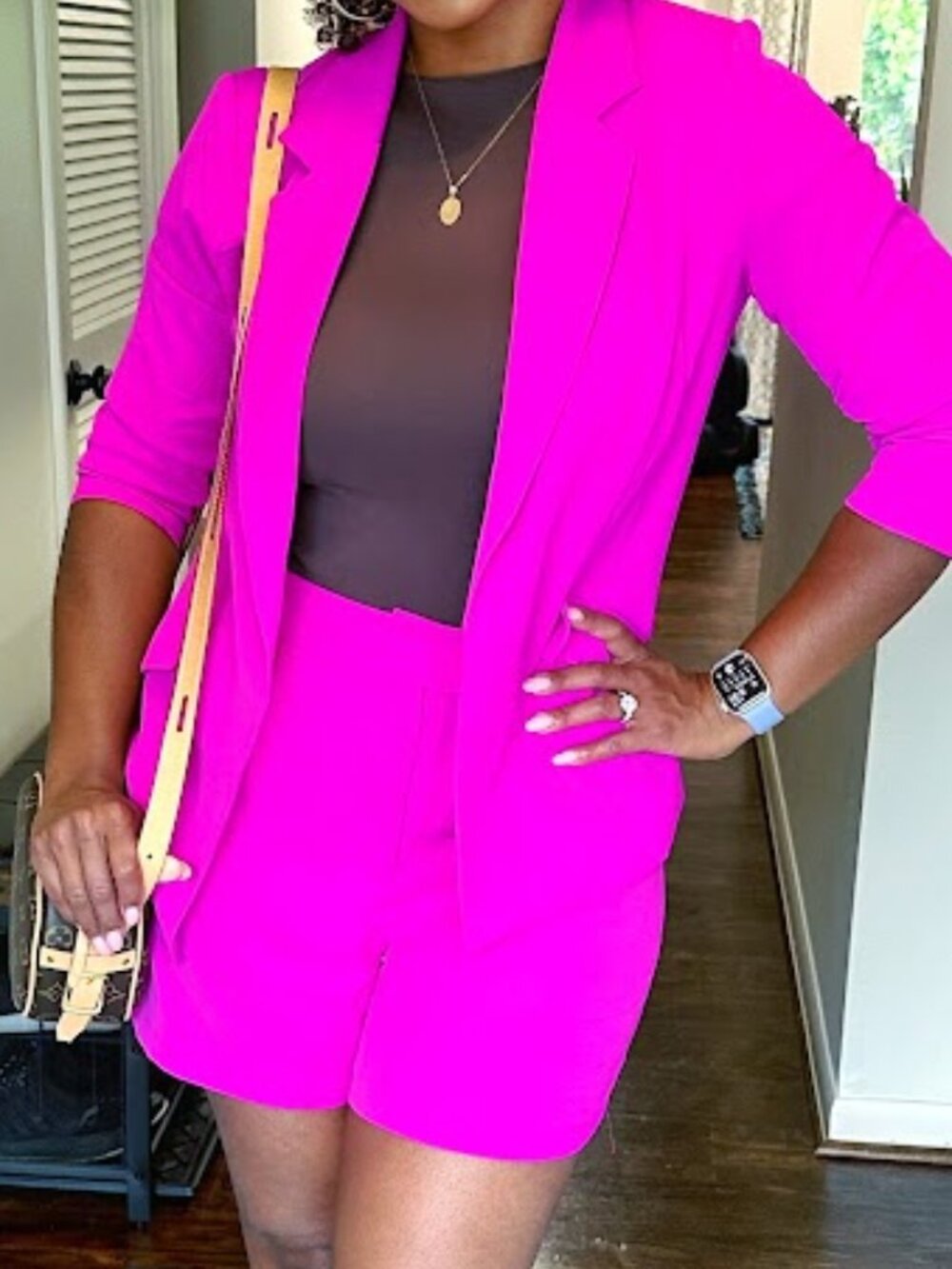 Fuchsia Pink Blazer and Skirt Set